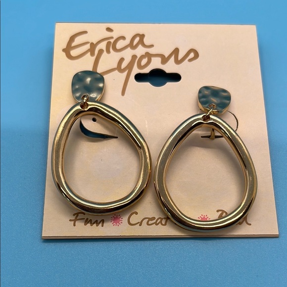 Erica Lyons Accessories - Erica Lyons Gold and Teal Earrings